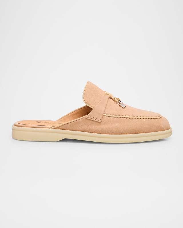 Suede Charm Tassel Loafer Mules
